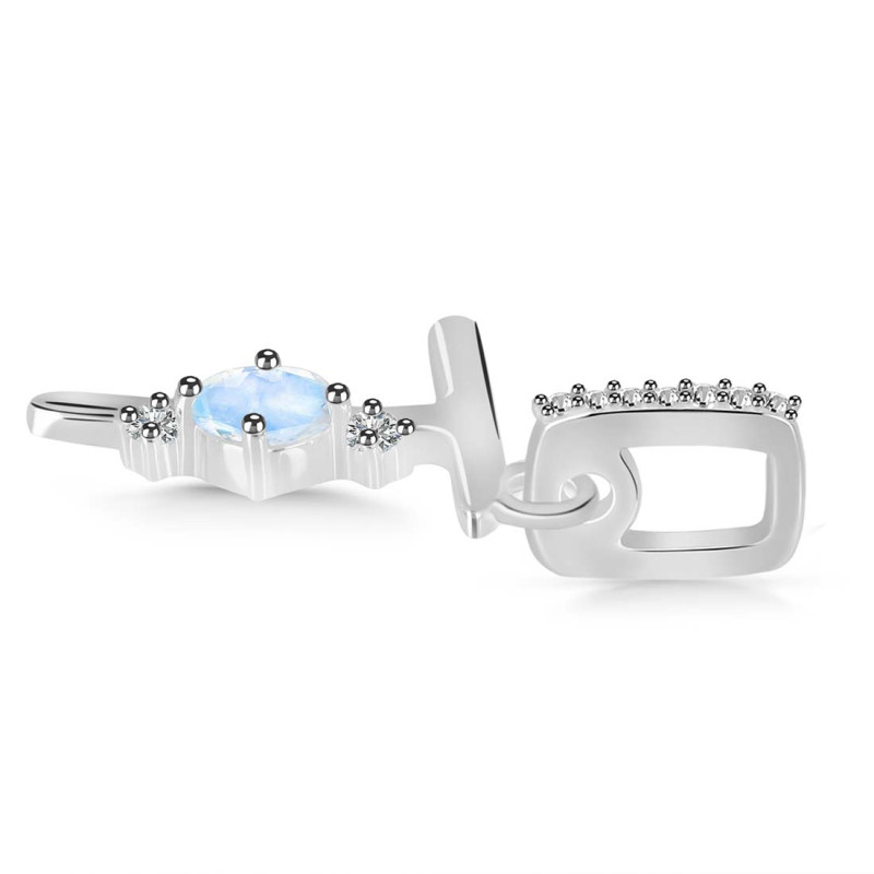 Moonstone & White Topaz Alphabet T Pendant