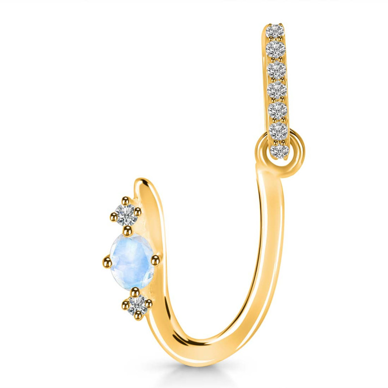 Moonstone & White Topaz Alphabet U Pendant RBM-RDA-47.