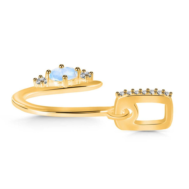 Moonstone & White Topaz Alphabet U Pendant RBM-RDA-47.