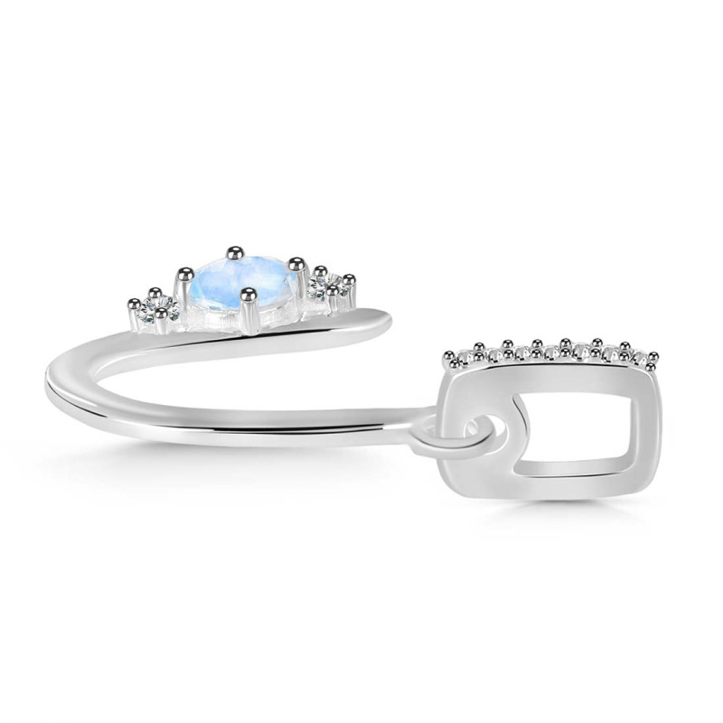 Moonstone & White Topaz Alphabet U Pendant