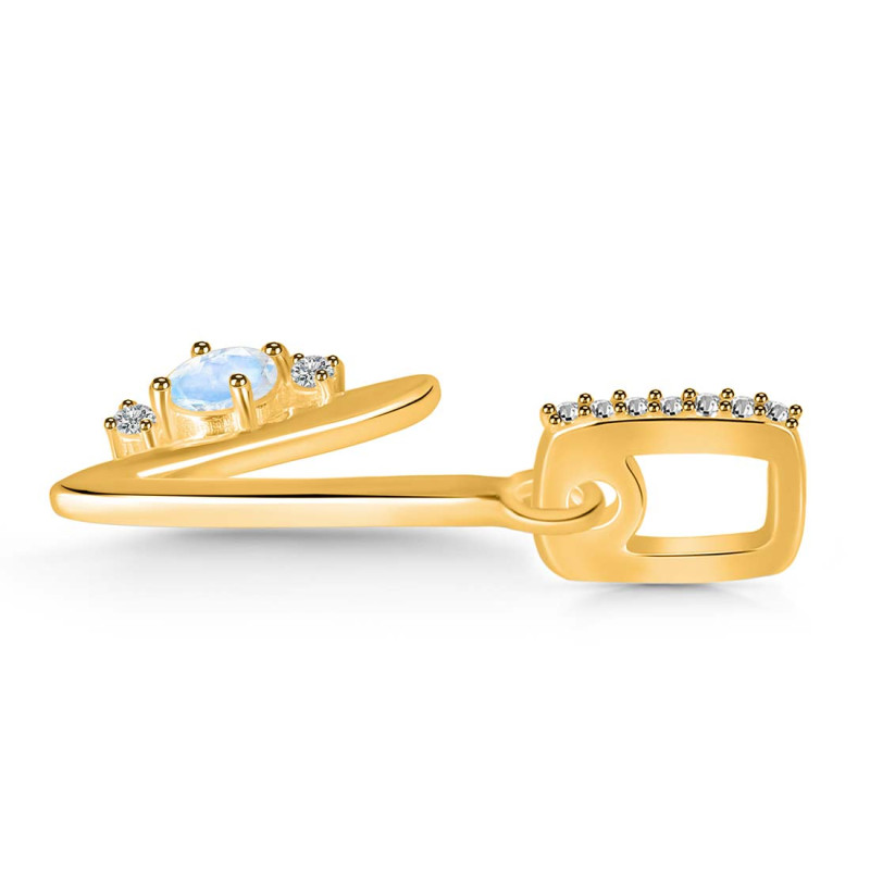 Moonstone & White Topaz Alphabet V Pendant RBM-RDA-48.