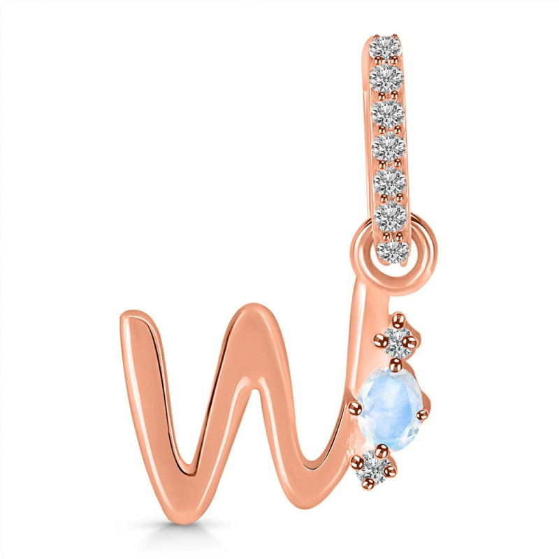 Moonstone & White Topaz Alphabet W Pendant RBM-RDA-49.