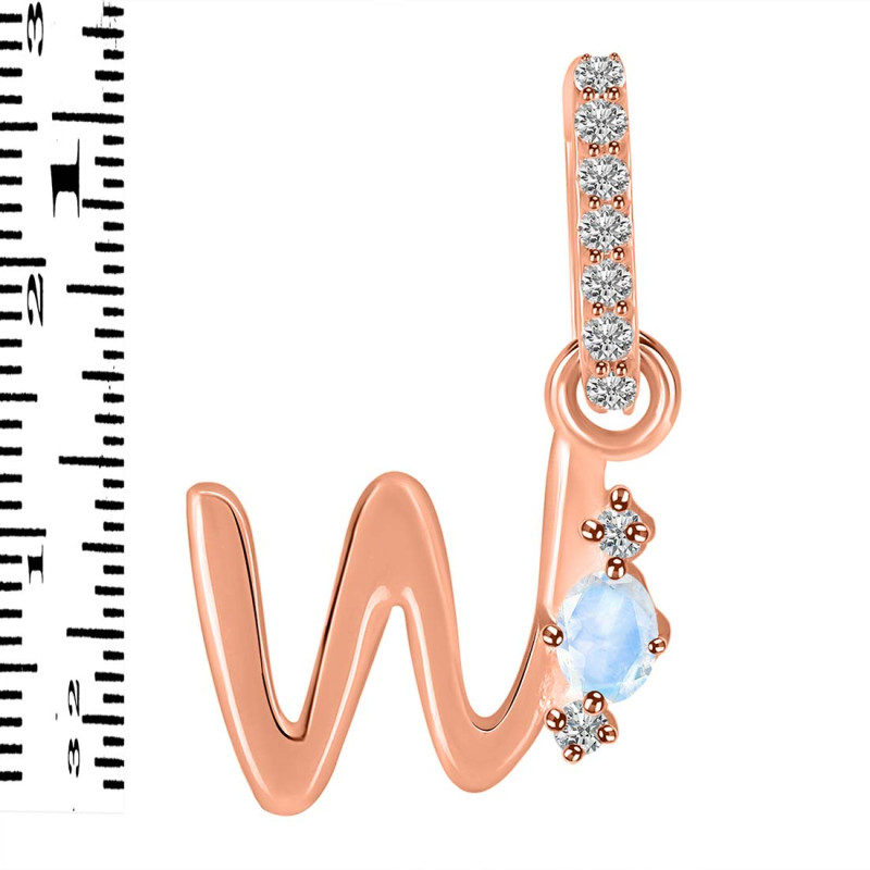 Moonstone & White Topaz Alphabet W Pendant RBM-RDA-49.