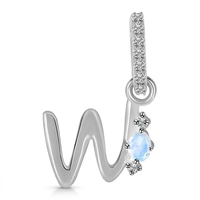 Moonstone & White Topaz Alphabet W Pendant RBM-RDA-49.