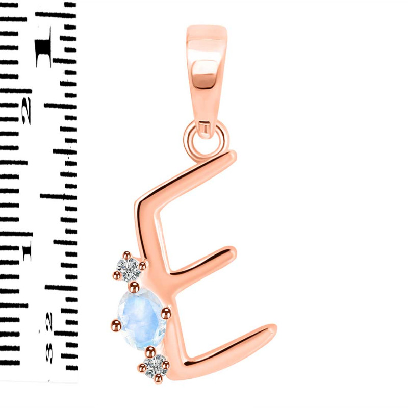 Moonstone & White Topaz Alphabet E Pendant RBM-RDA-5.