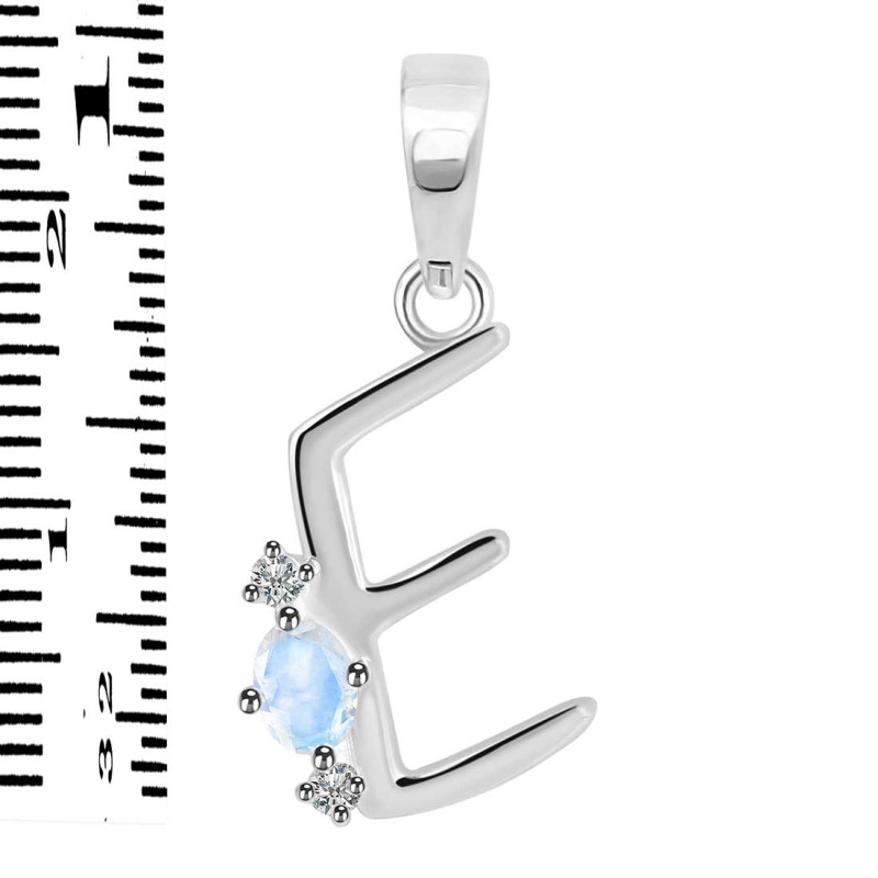 Moonstone & White Topaz Alphabet E Pendant RBM-RDA-5.