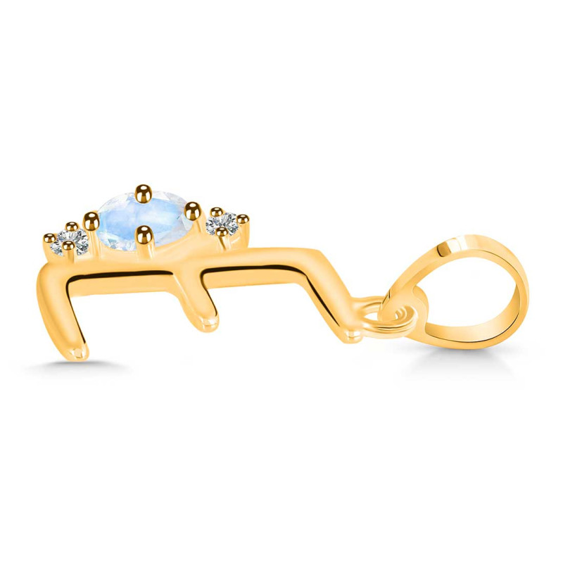 Moonstone & White Topaz Alphabet E Pendant RBM-RDA-5.