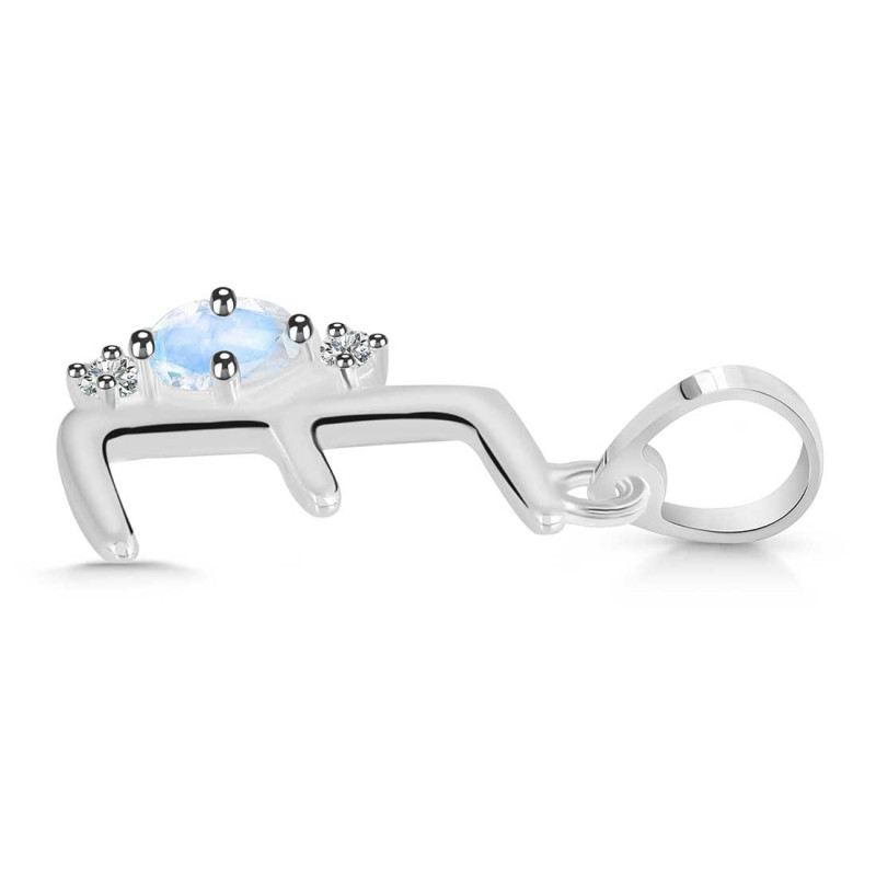 Moonstone & White Topaz Alphabet E Pendant