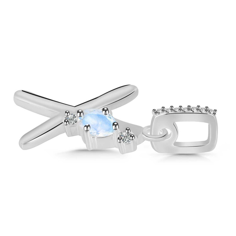 Moonstone & White Topaz Alphabet X Pendant