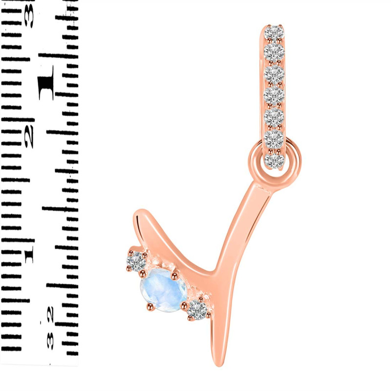 Moonstone & White Topaz Alphabet Y Pendant RBM-RDA-51.