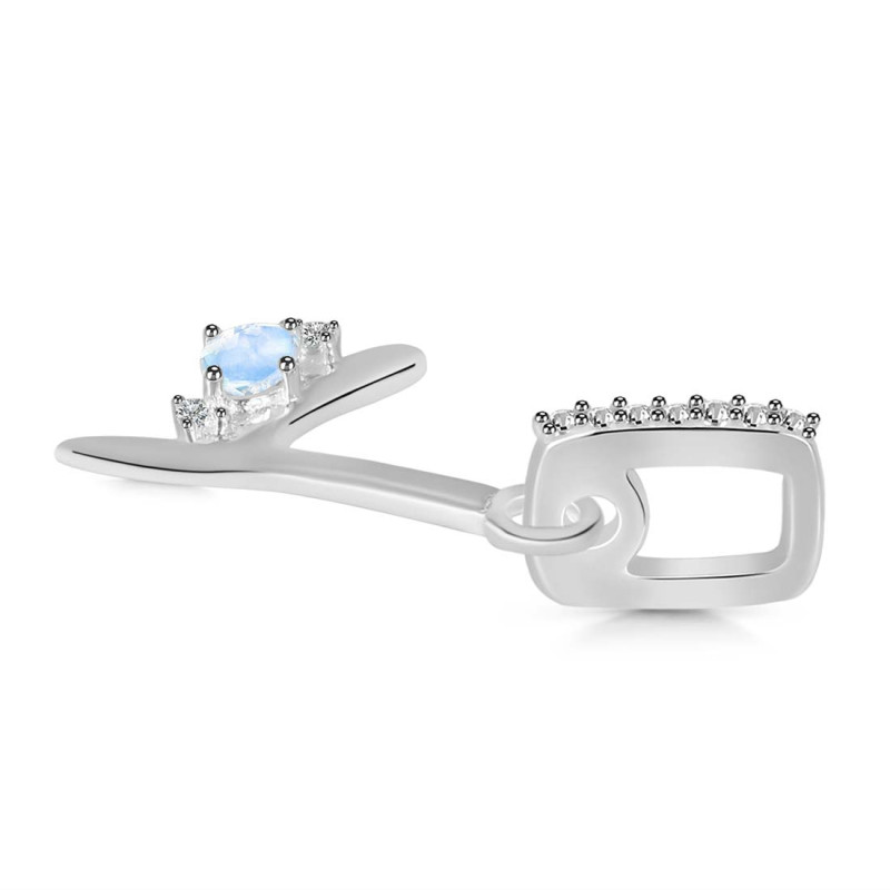 Moonstone & White Topaz Alphabet Y Pendant