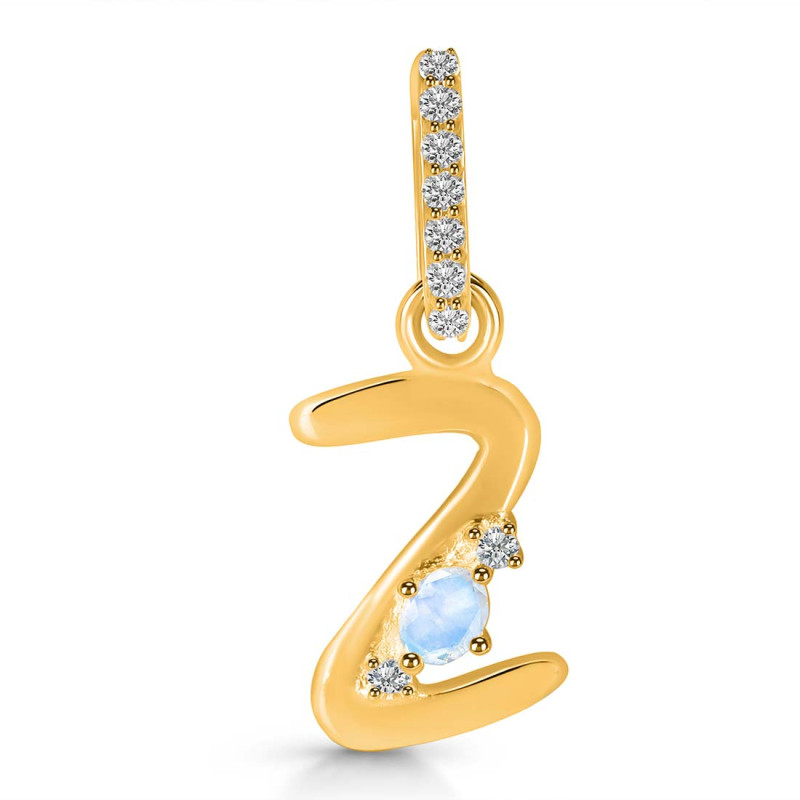 Moonstone & White Topaz Alphabet Z Pendant RBM-RDA-52.