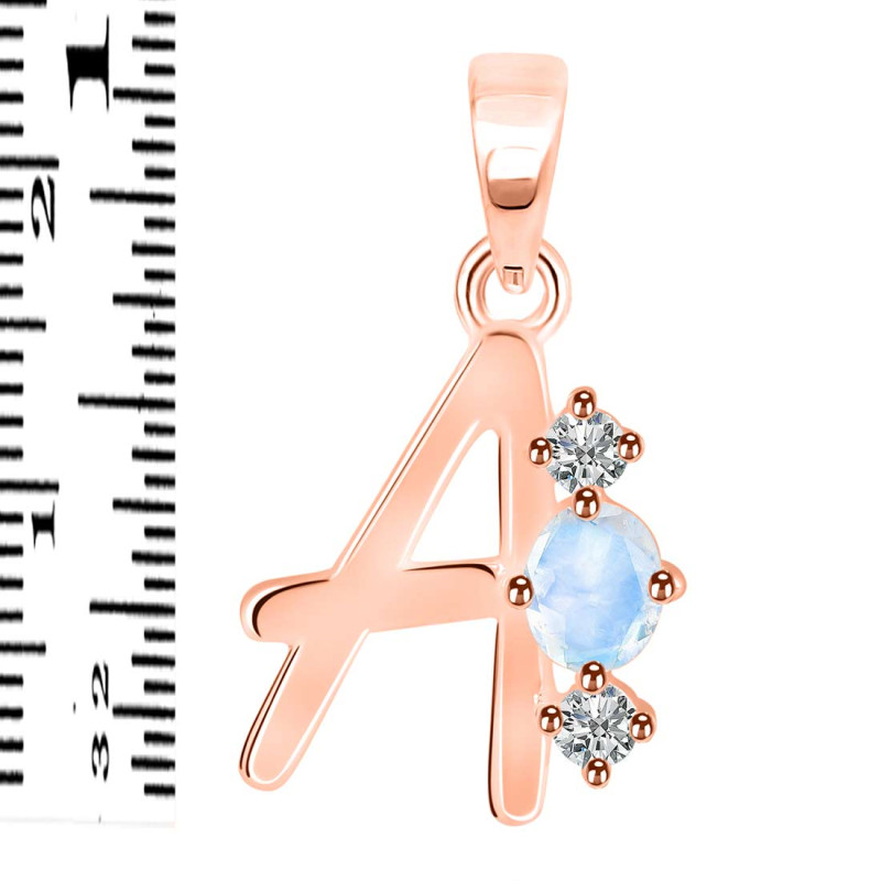 Moonstone & White Topaz Alphabet A Pendant RBM-RDA-53.