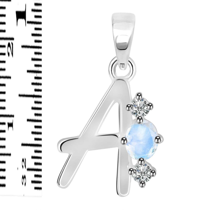 Moonstone & White Topaz Alphabet A Pendant RBM-RDA-53.