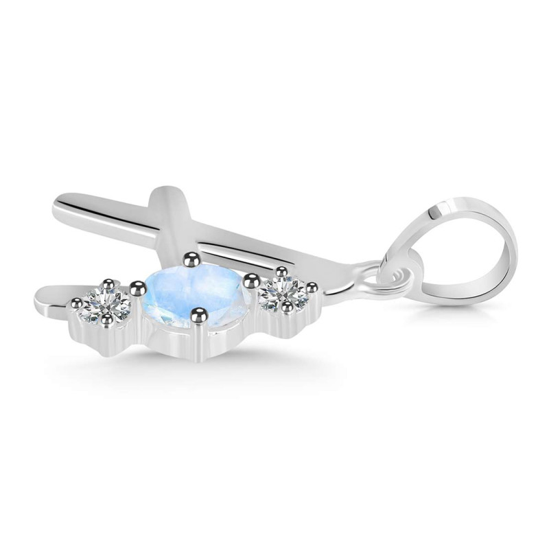 Moonstone & White Topaz Alphabet A Pendant