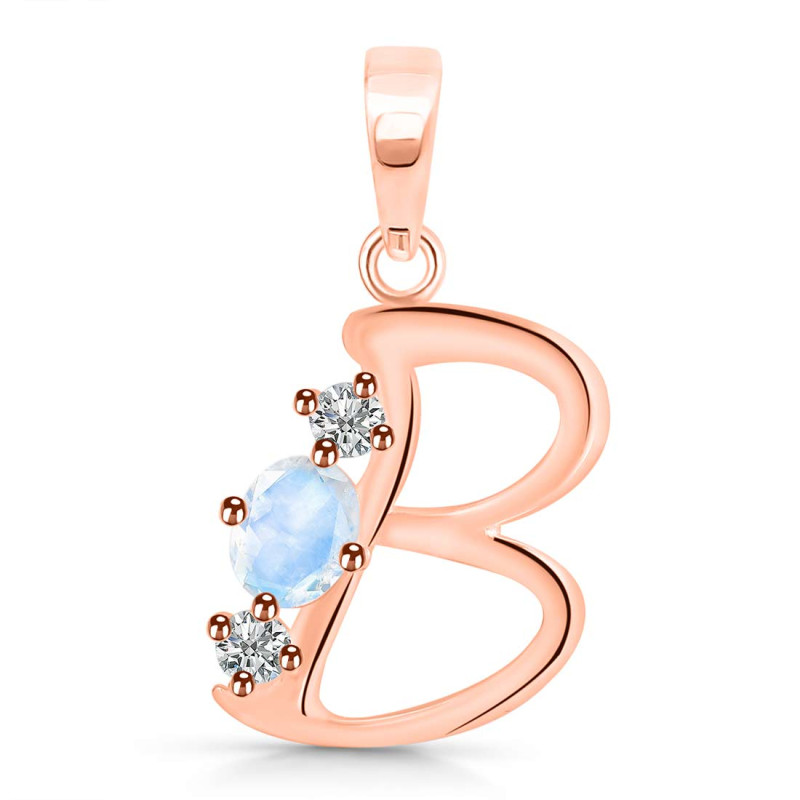 Moonstone & White Topaz Alphabet B Pendant RBM-RDA-54.