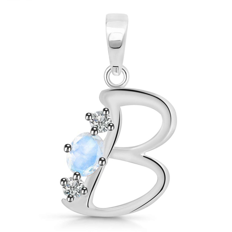 Moonstone & White Topaz Alphabet B Pendant RBM-RDA-54.