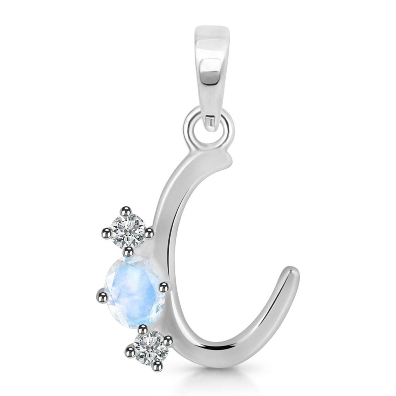 Moonstone & White Topaz Alphabet C Pendant RBM-RDA-55.