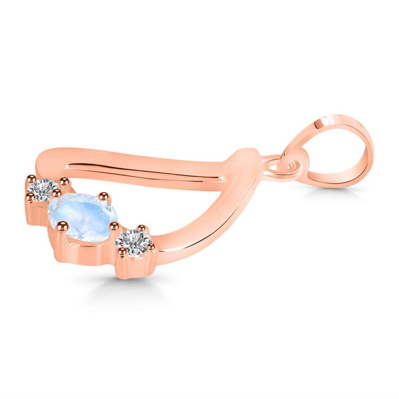 Moonstone & White Topaz Alphabet D Pendant RBM-RDA-56.