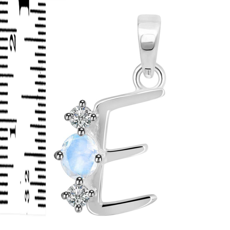 Moonstone & White Topaz Alphabet E Pendant RBM-RDA-57.