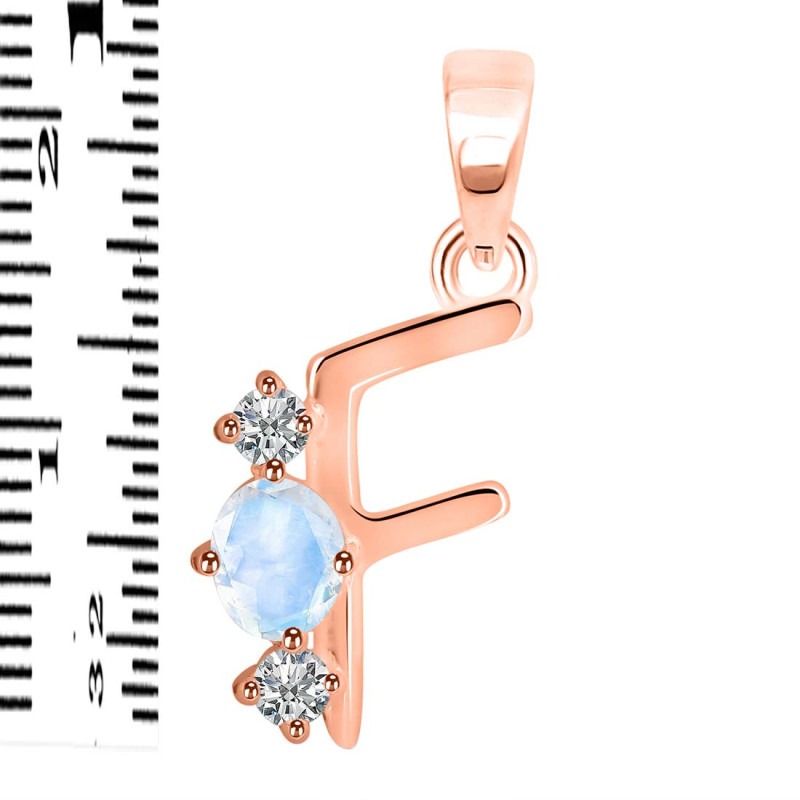 Moonstone & White Topaz Alphabet F Pendant RBM-RDA-58.