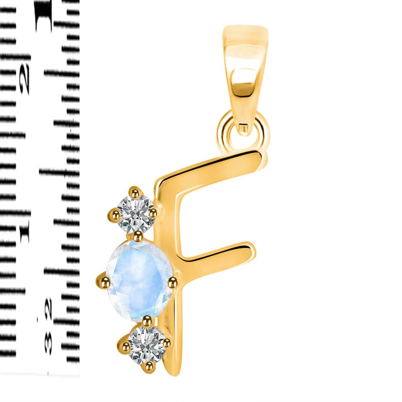 Moonstone & White Topaz Alphabet F Pendant RBM-RDA-58.