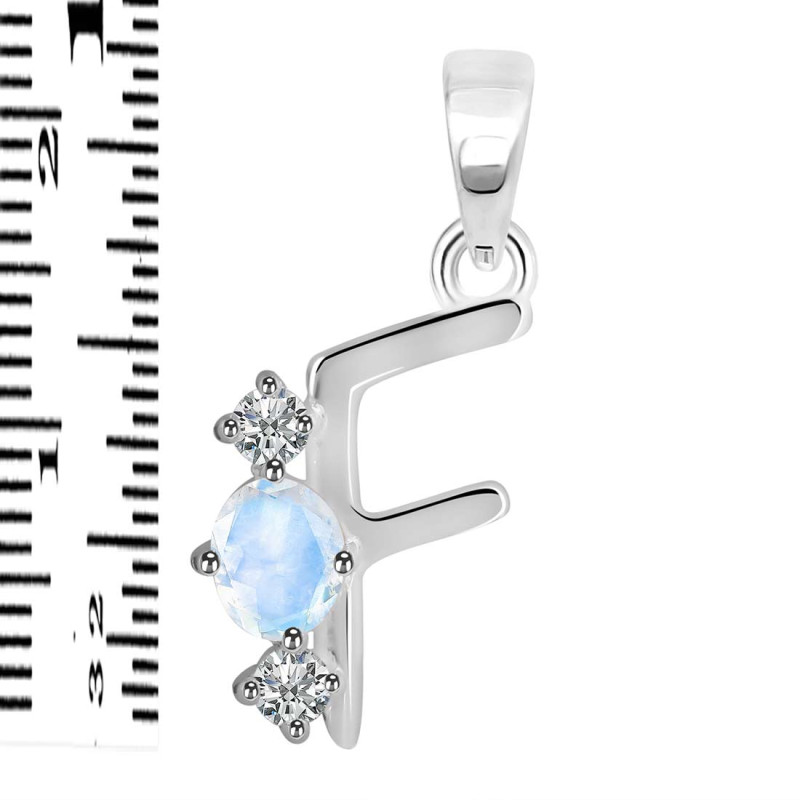 Moonstone & White Topaz Alphabet F Pendant RBM-RDA-58.