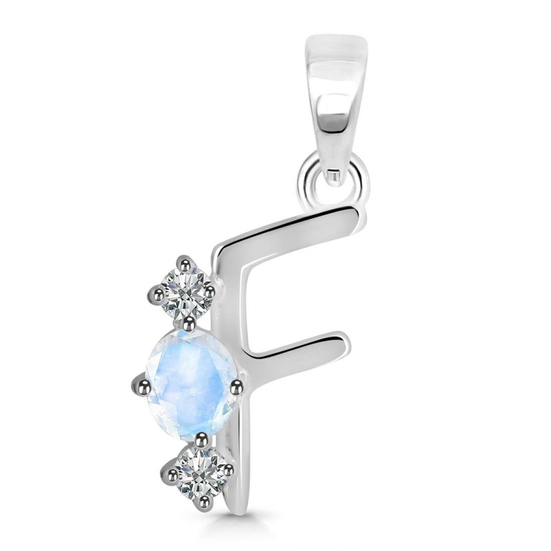 Moonstone & White Topaz Alphabet F Pendant RBM-RDA-58.