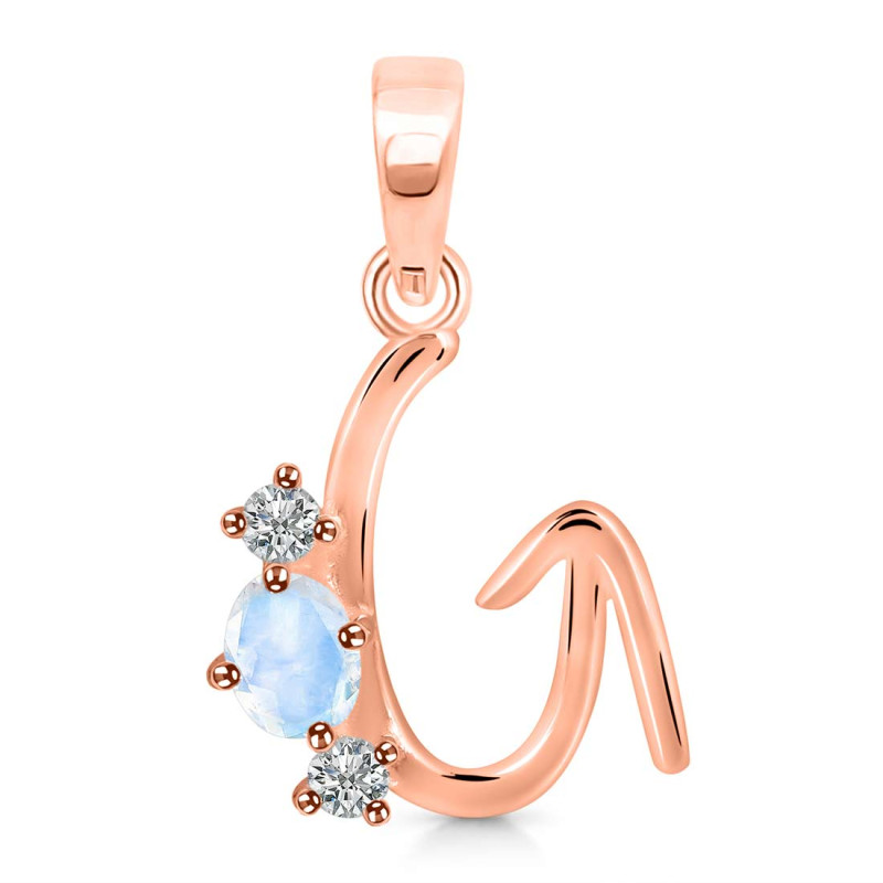 Moonstone & White Topaz Alphabet G Pendant RBM-RDA-59.