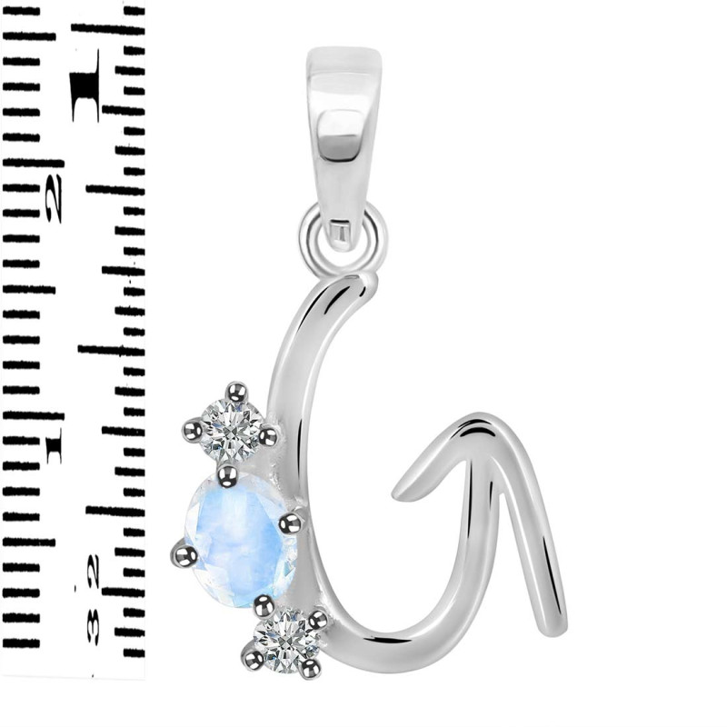 Moonstone & White Topaz Alphabet G Pendant RBM-RDA-59.