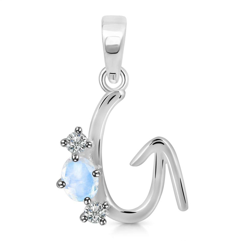 Moonstone & White Topaz Alphabet G Pendant RBM-RDA-59.