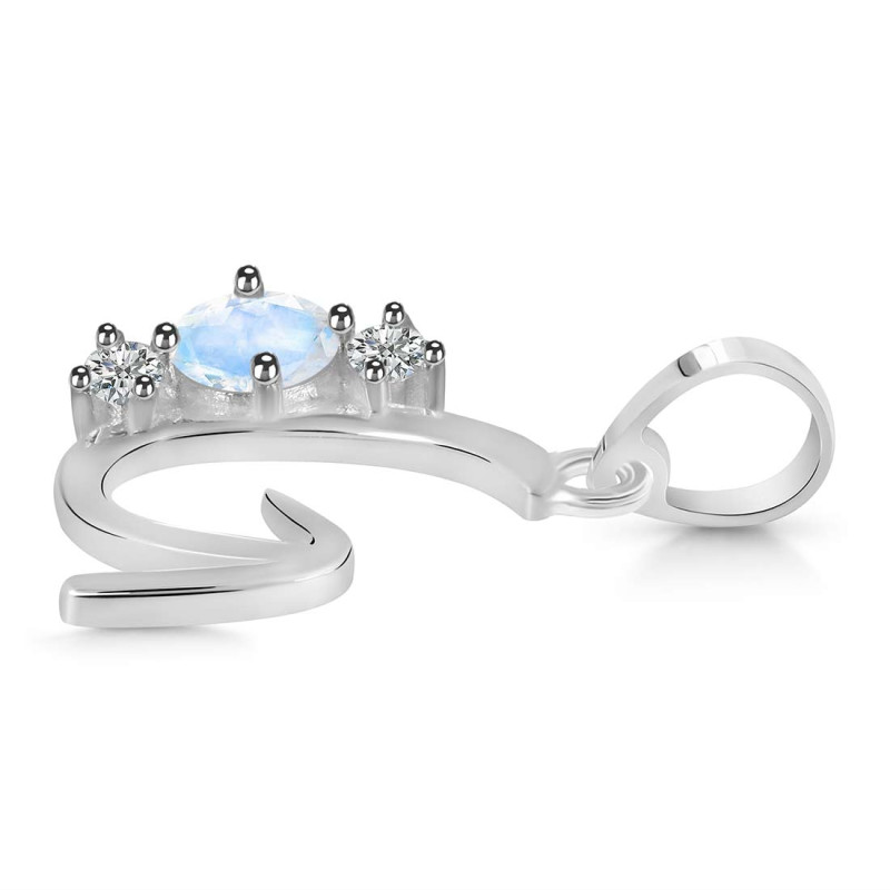 Moonstone & White Topaz Alphabet G Pendant