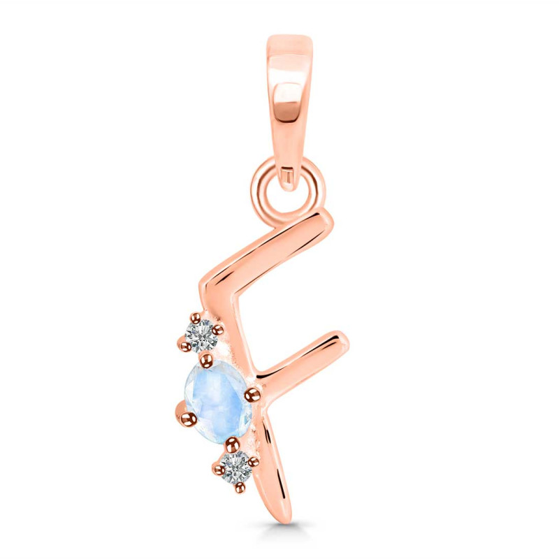 Moonstone & White Topaz Alphabet F Pendant RBM-RDA-6.