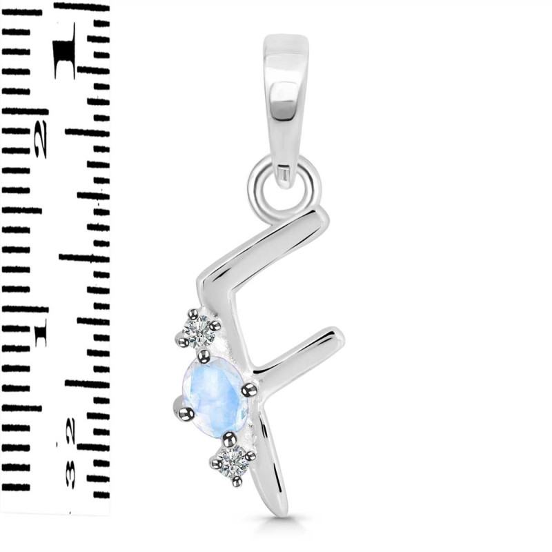 Moonstone & White Topaz Alphabet F Pendant RBM-RDA-6.