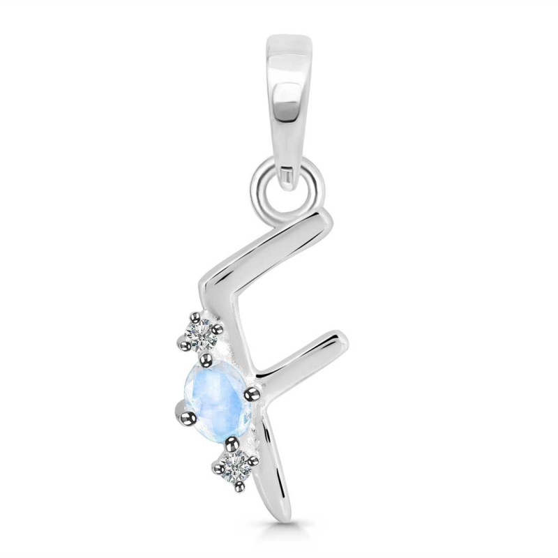 Moonstone & White Topaz Alphabet F Pendant RBM-RDA-6.