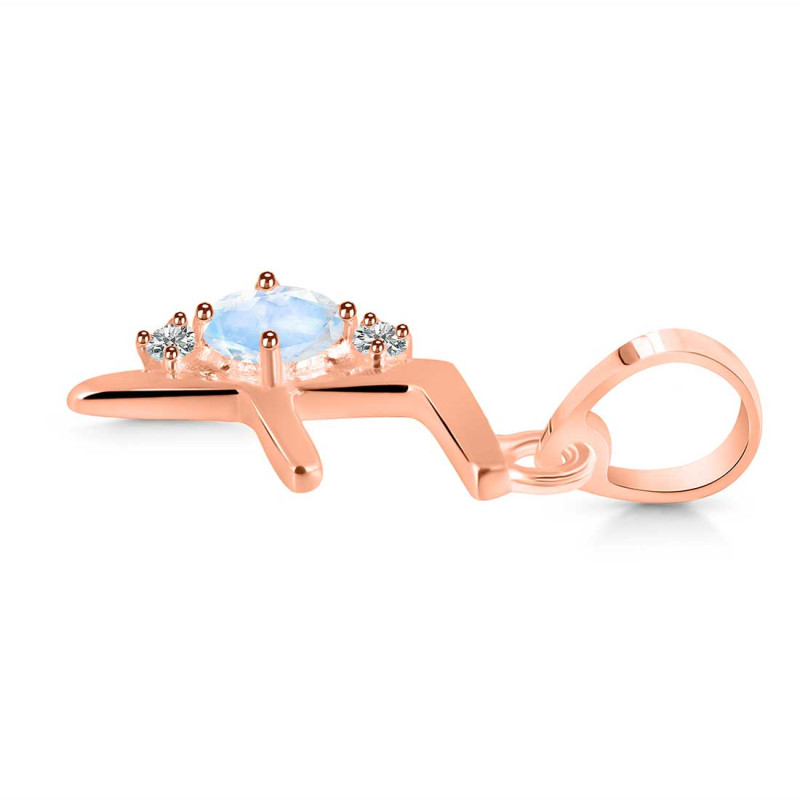 Moonstone & White Topaz Alphabet F Pendant RBM-RDA-6.