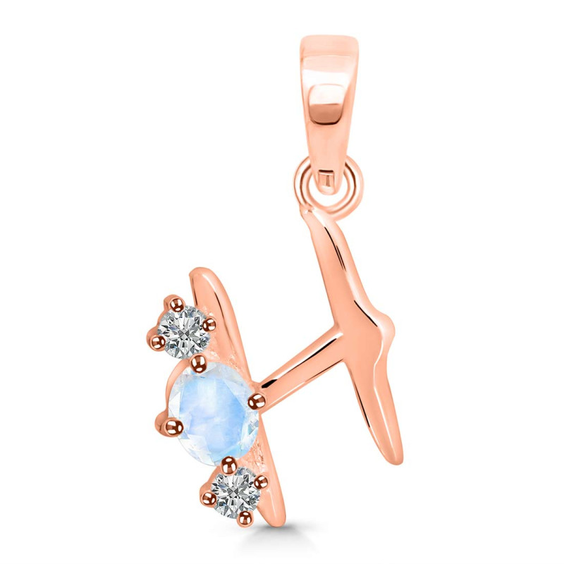 Moonstone & White Topaz Alphabet H Pendant RBM-RDA-60.