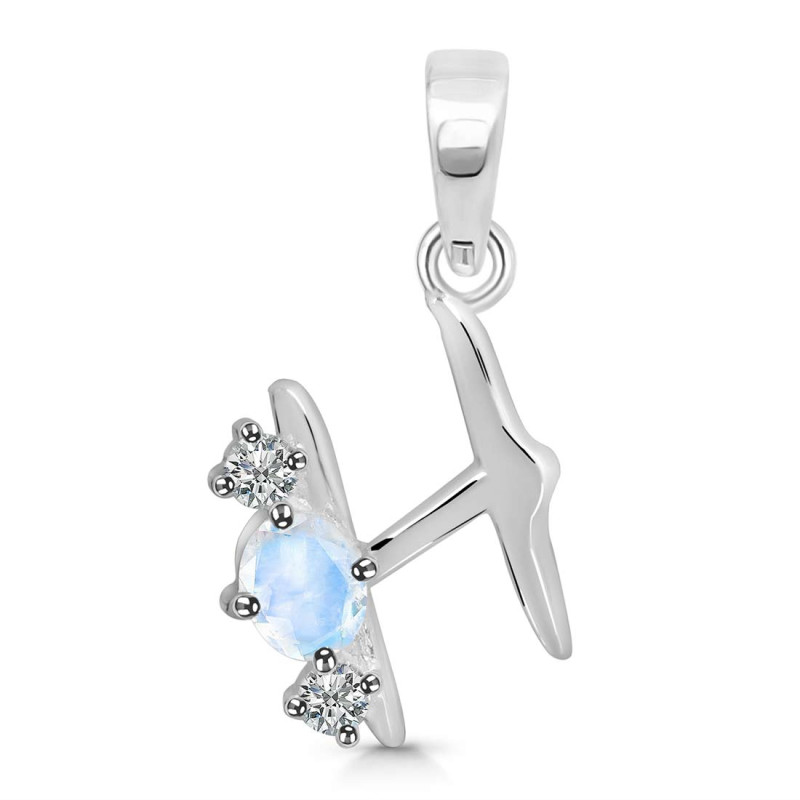 Moonstone & White Topaz Alphabet H Pendant RBM-RDA-60.