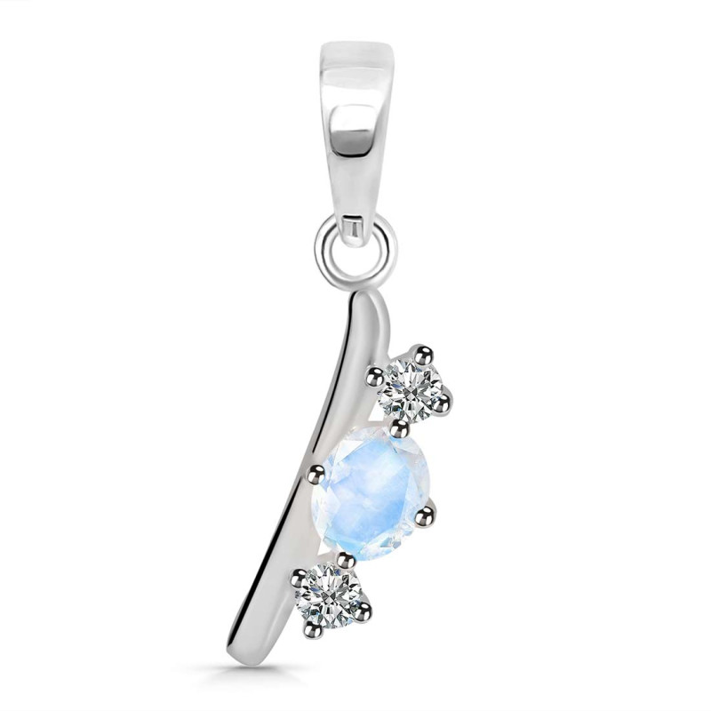 Moonstone & White Topaz Alphabet I Pendant RBM-RDA-61.