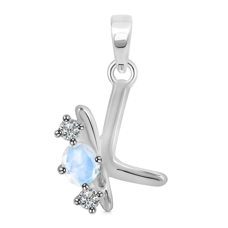 Moonstone & White Topaz Alphabet K Pendant RBM-RDA-63.