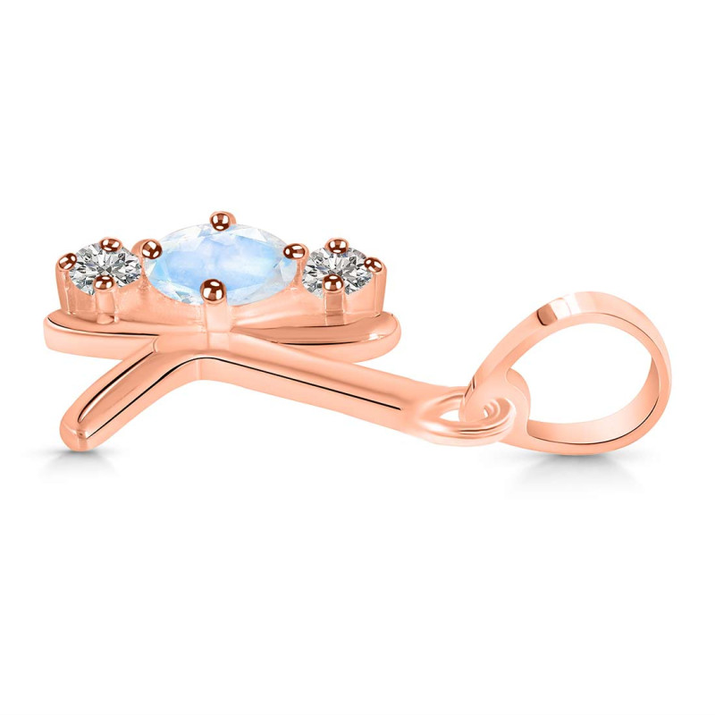 Moonstone & White Topaz Alphabet K Pendant RBM-RDA-63.