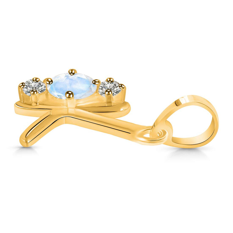 Moonstone & White Topaz Alphabet K Pendant RBM-RDA-63.