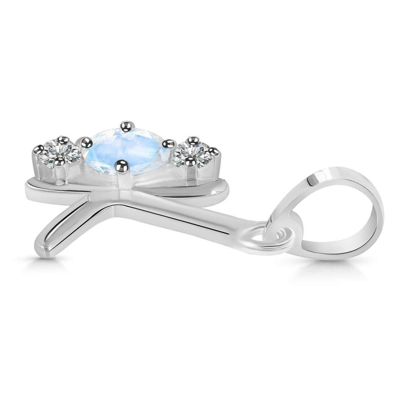 Moonstone & White Topaz Alphabet K Pendant