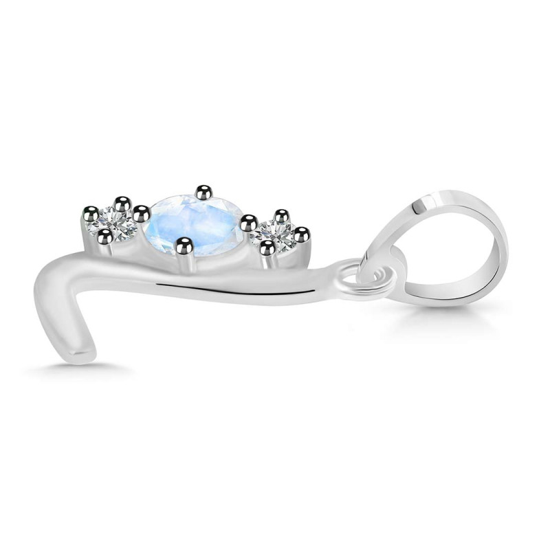 Moonstone & White Topaz Alphabet L Pendant