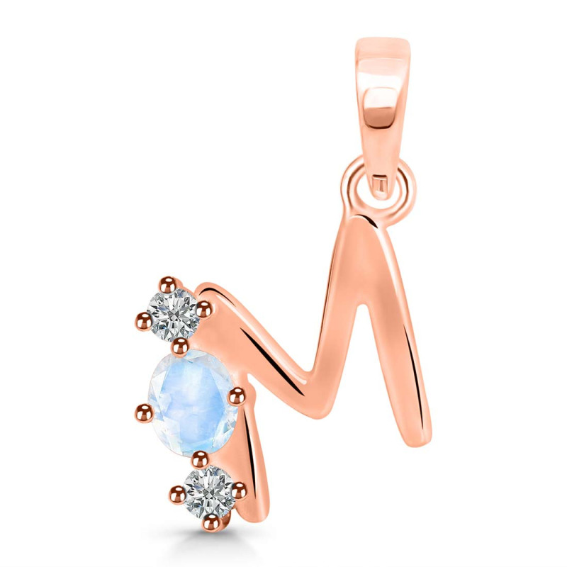 Moonstone & White Topaz Alphabet M Pendant RBM-RDA-65.
