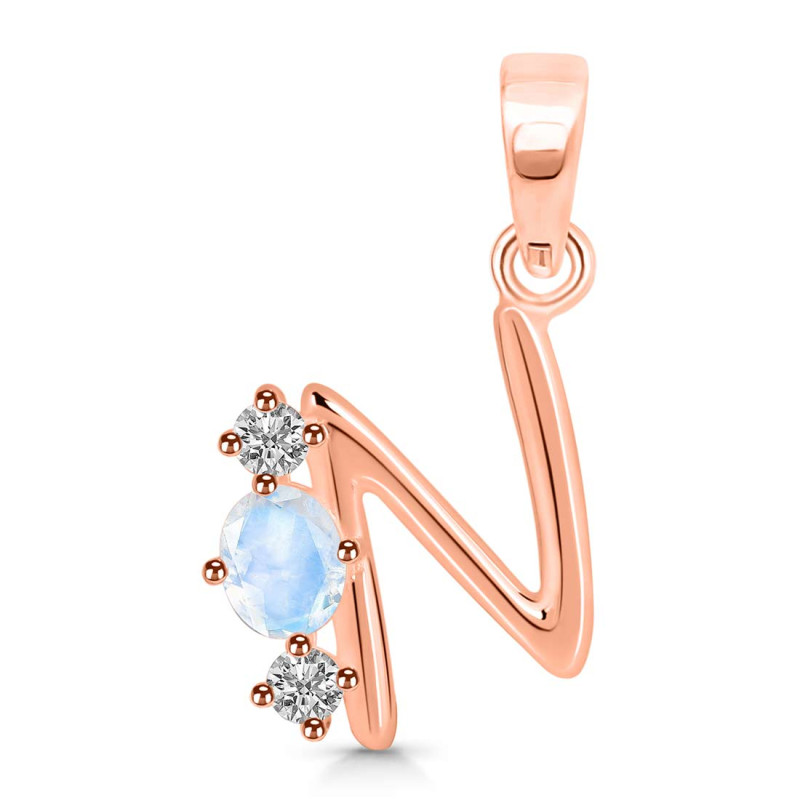 Moonstone & White Topaz Alphabet N Pendant RBM-RDA-66.