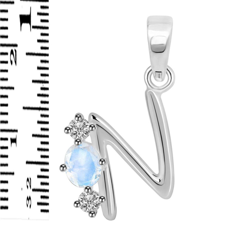 Moonstone & White Topaz Alphabet N Pendant RBM-RDA-66.