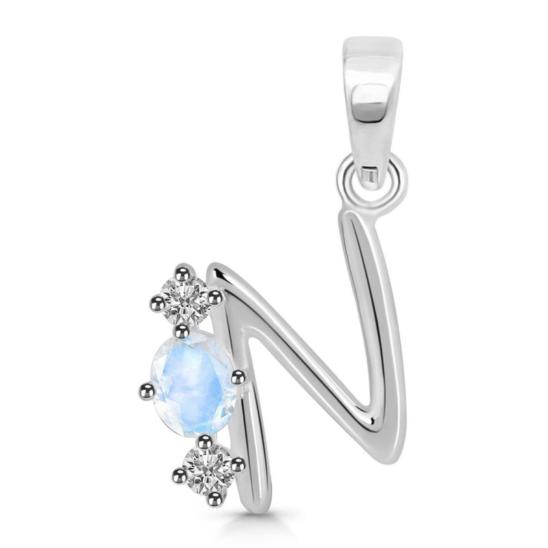 Moonstone & White Topaz Alphabet N Pendant RBM-RDA-66.