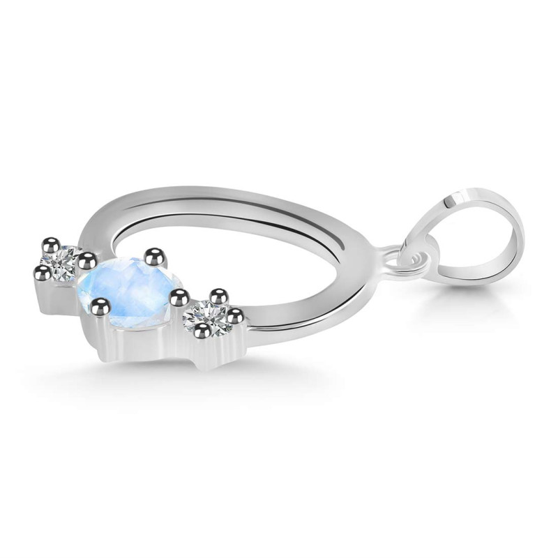 Moonstone & White Topaz Alphabet O Pendant