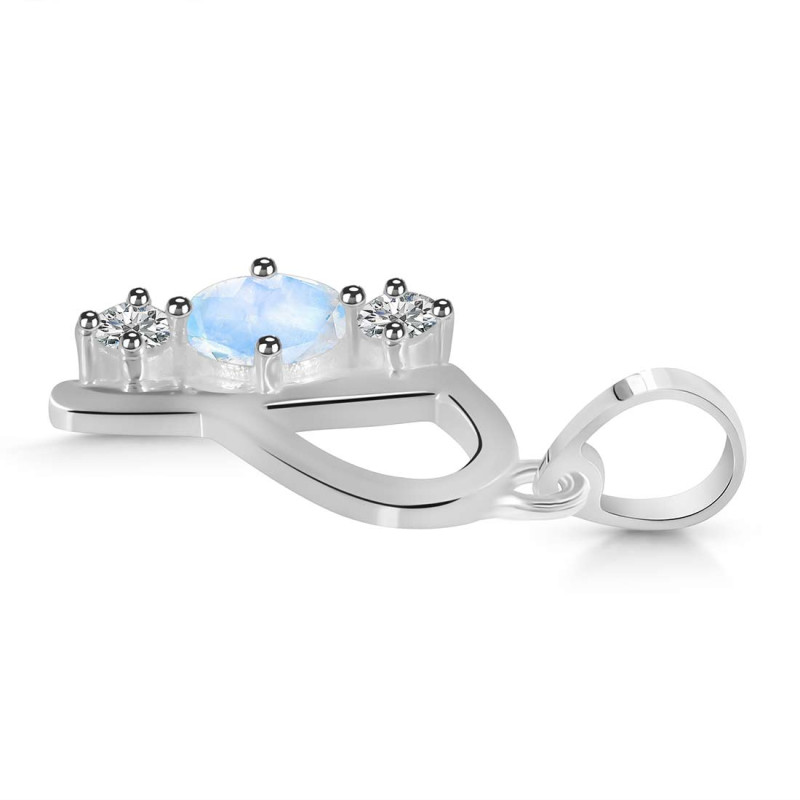 Moonstone & White Topaz Alphabet P Pendant
